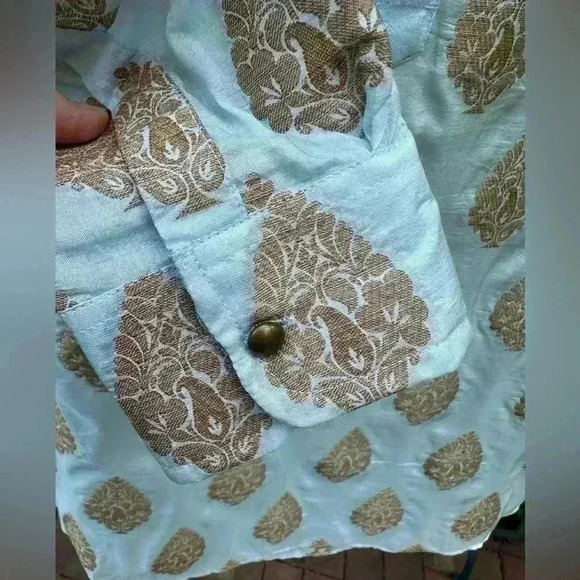 Bella Tu popover tunic Blue gold Small classy contemporary casual artsy - Picture 8 of 10